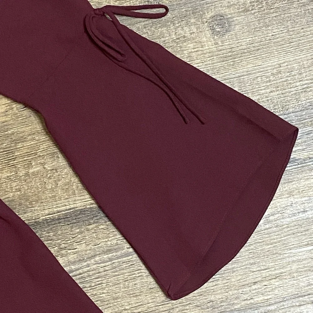 Eci Women's 12 Burgundy A-line Dress Boho Romantic Dark Academia Modern Retro